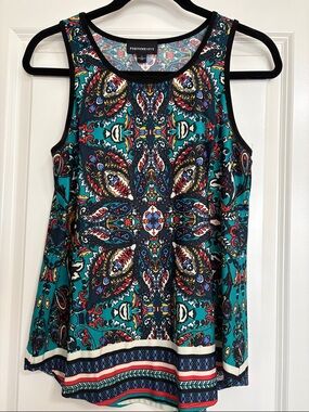 Fortune + Ivy Teal Paisley Print Sleeveless Tank